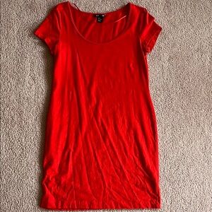 H&M Red Fitted Short Sleeve Mini Dress